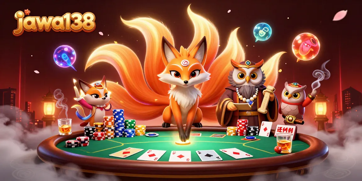Jawa138 mengunjungi meja poker dengan karakter spiritual 3D yang berkilau.