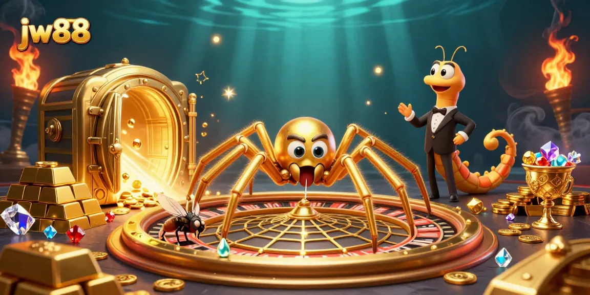 Experience thrilling bets at jw88 with a vibrant 3D casino scene showcasing excitement and wealth.
