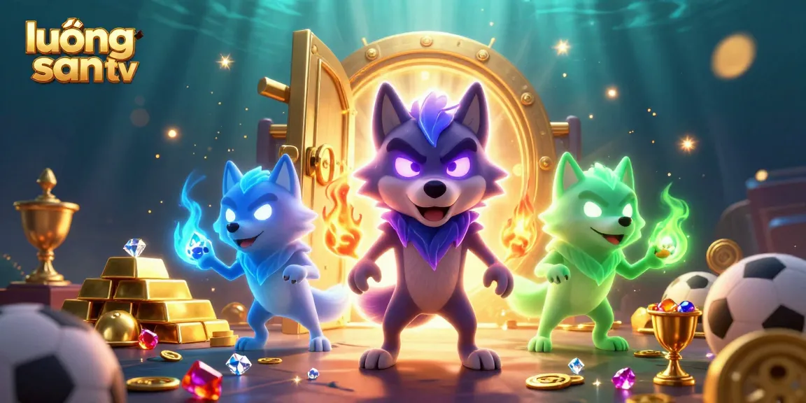 Lương Sơn TV showcases live sports betting excitement featuring a mystical wolf leader and treasures.