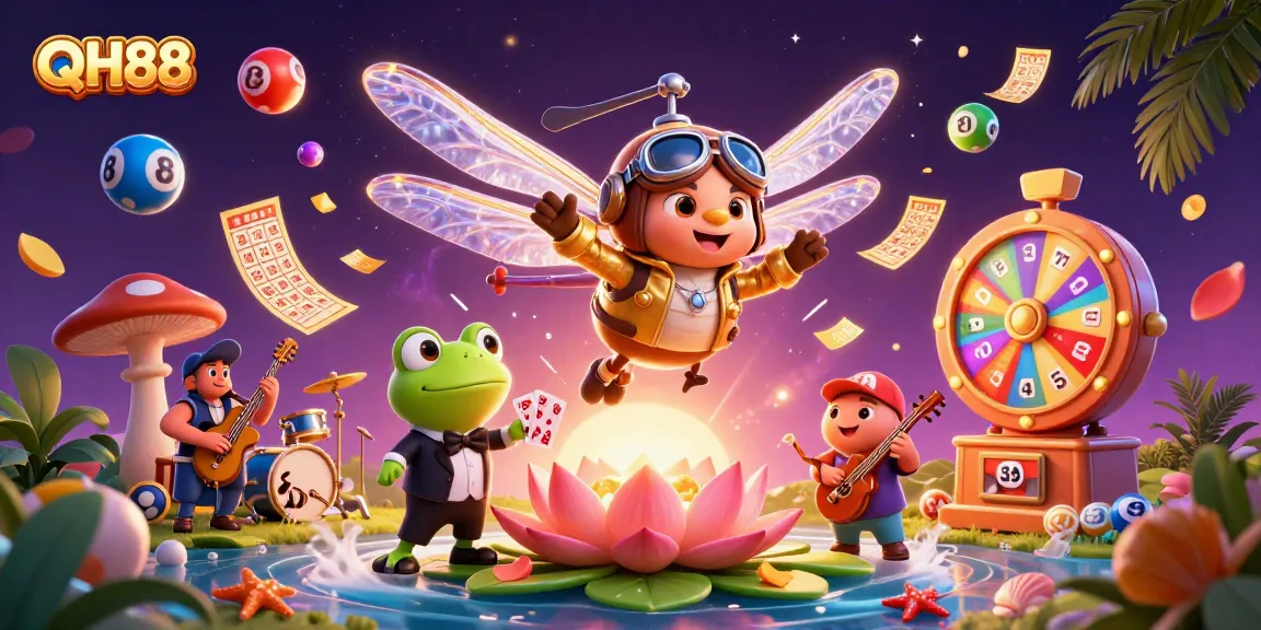 Engage with QH88's vibrant casino world filled with colorful lottery balls and dynamic gaming elements.