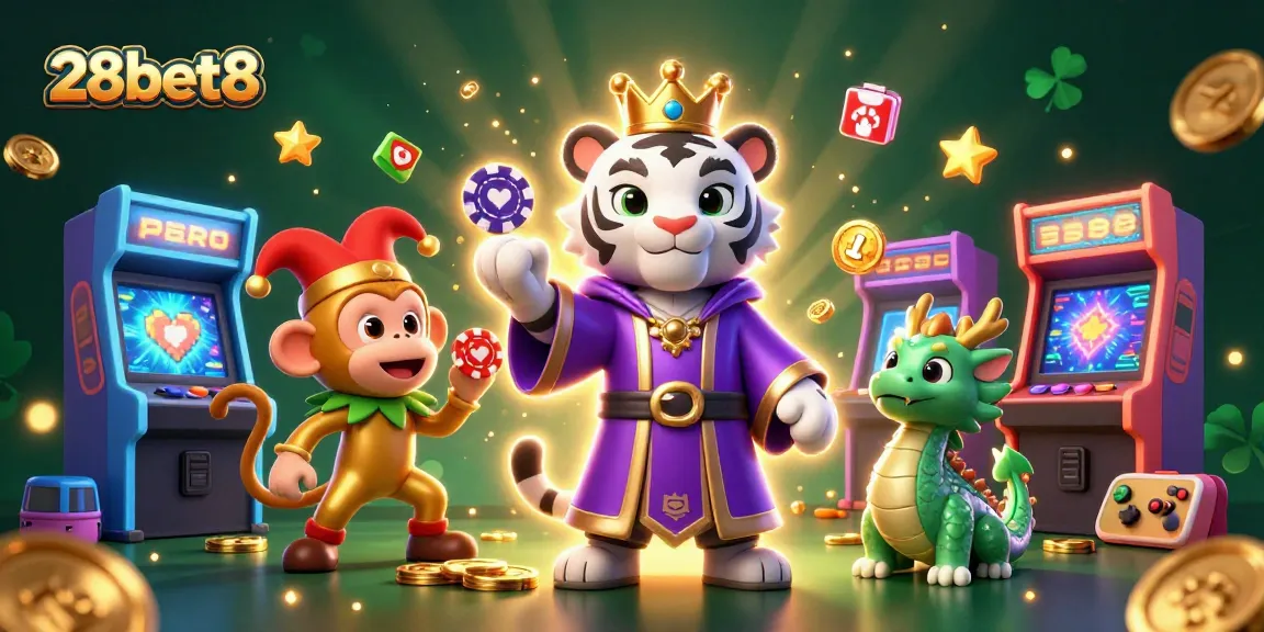 Experience the excitement of 28bet8 with enchanting characters and vibrant gaming elements in a captivating casino scene.