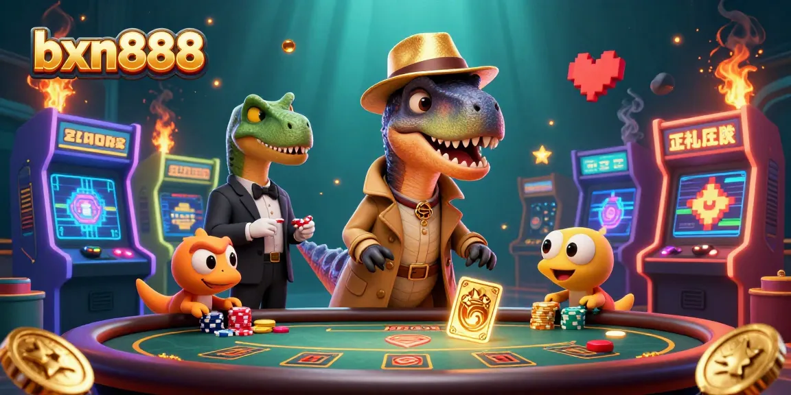 Experience the thrill of bxn888's casino with a clever velociraptor card counter and exciting game elements.