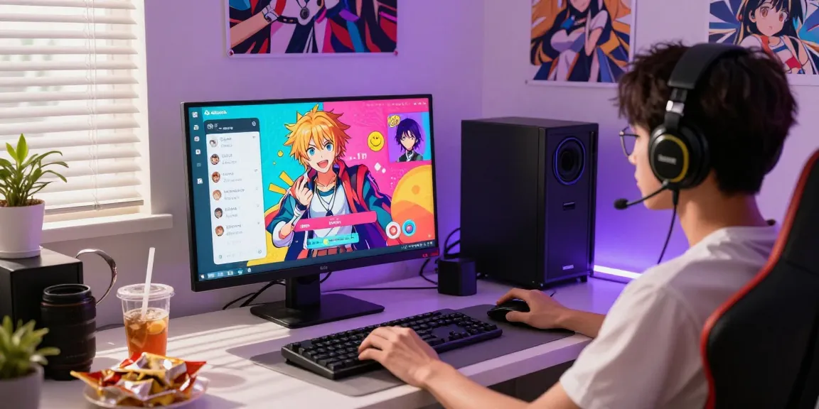 Engaging in ai ecchi chat on a vibrant animated interface with characters and colorful decor.