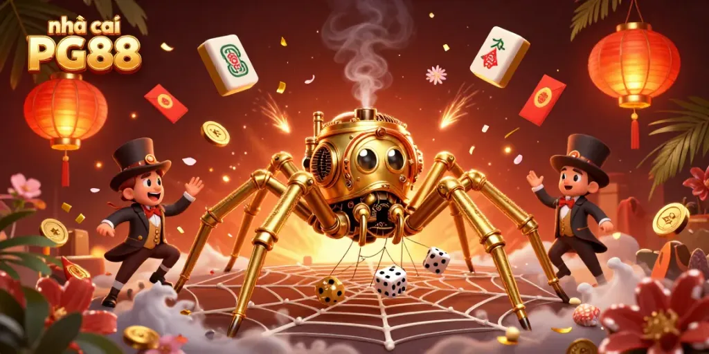 Catch the excitement at nhà cái PG88 with a stunning 3D steampunk-themed gambling illustration.