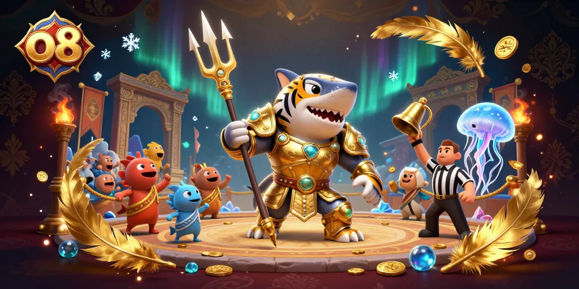 Experience thrilling gaming action at o8 with an underwater colosseum featuring a shark gladiator.