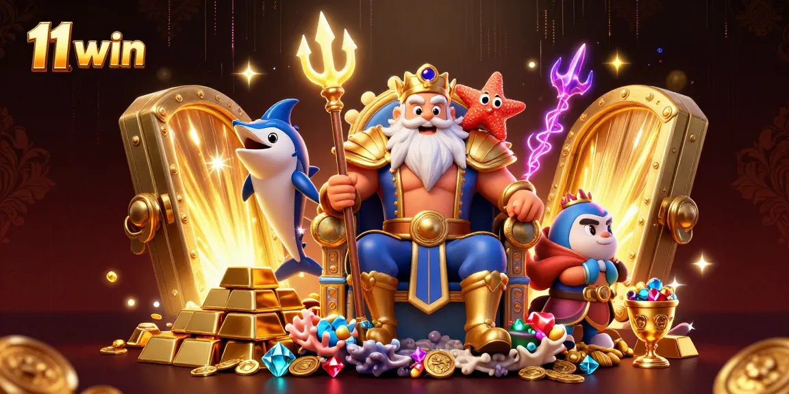 Experience the thrill of 11 win with Neptune and riches in this vibrant casino scene.