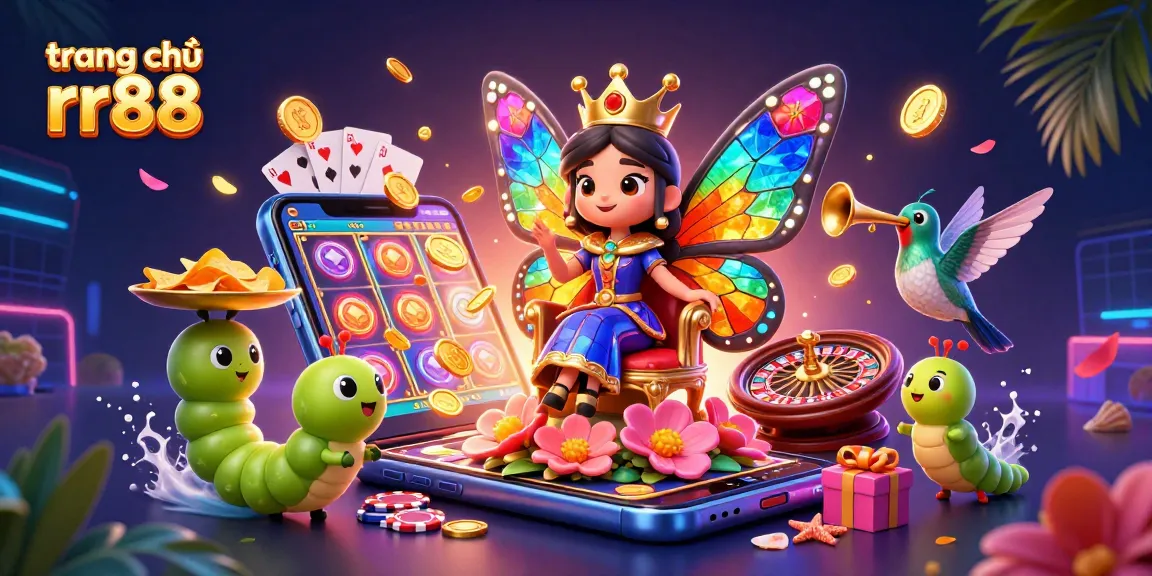 Engage with the colorful world of trang chủ rr88, where the vibrant butterfly queen presides over thrilling casino games.
