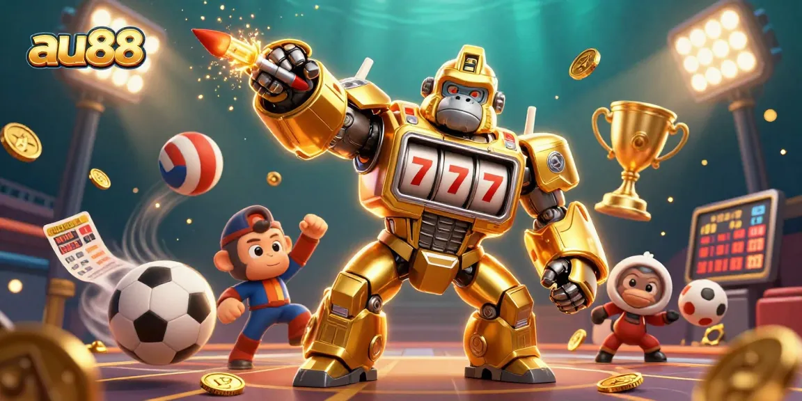 Experience thrilling gameplay at au88 with dynamic sports elements and a vibrant 3D casino scene.