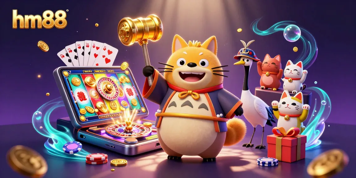 Experience fun gaming with hm88, where cheerful characters and vibrant casino elements collide.