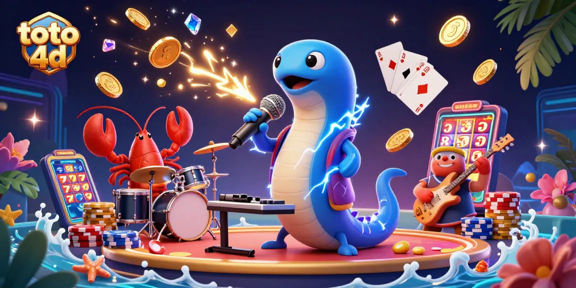 Experience the thrill of toto 4d with a lively underwater casino scene featuring vibrant characters, golden coins, and slot machines.