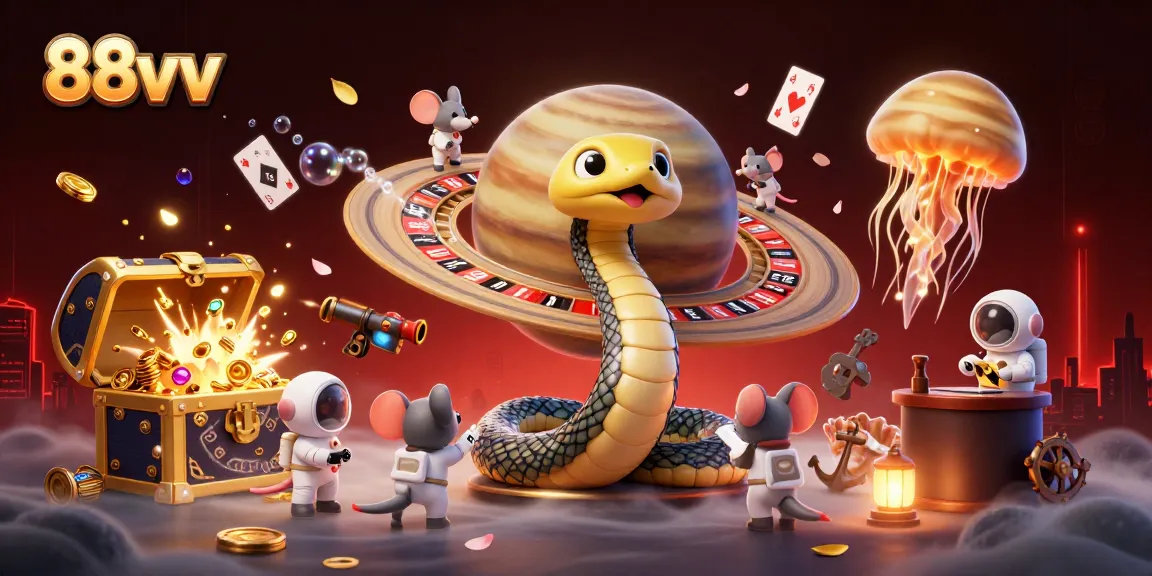 Place your bets at 88vv's roulette with a cosmic twist featuring a Saturn ring snake.