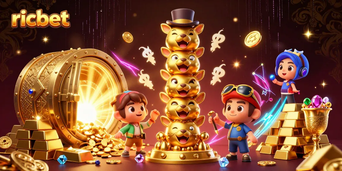 Engage with ricbet's thrilling gaming world, featuring a vibrant totem pole and dazzling treasures.
