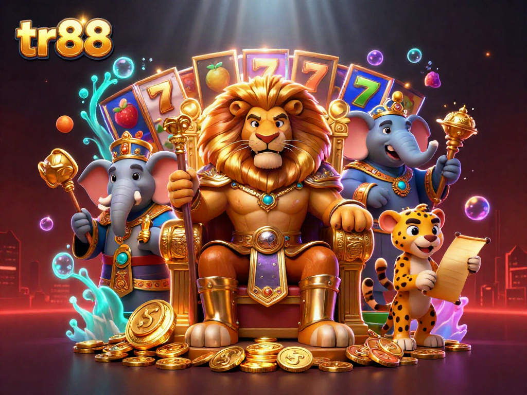 Spin the reels with tr88's fierce lion king, elephant advisor, and cheetah messenger!