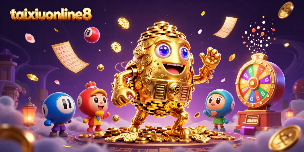 Engage with taixiuonline8: Explore vibrant casino elements in this colorful 3D illustration.