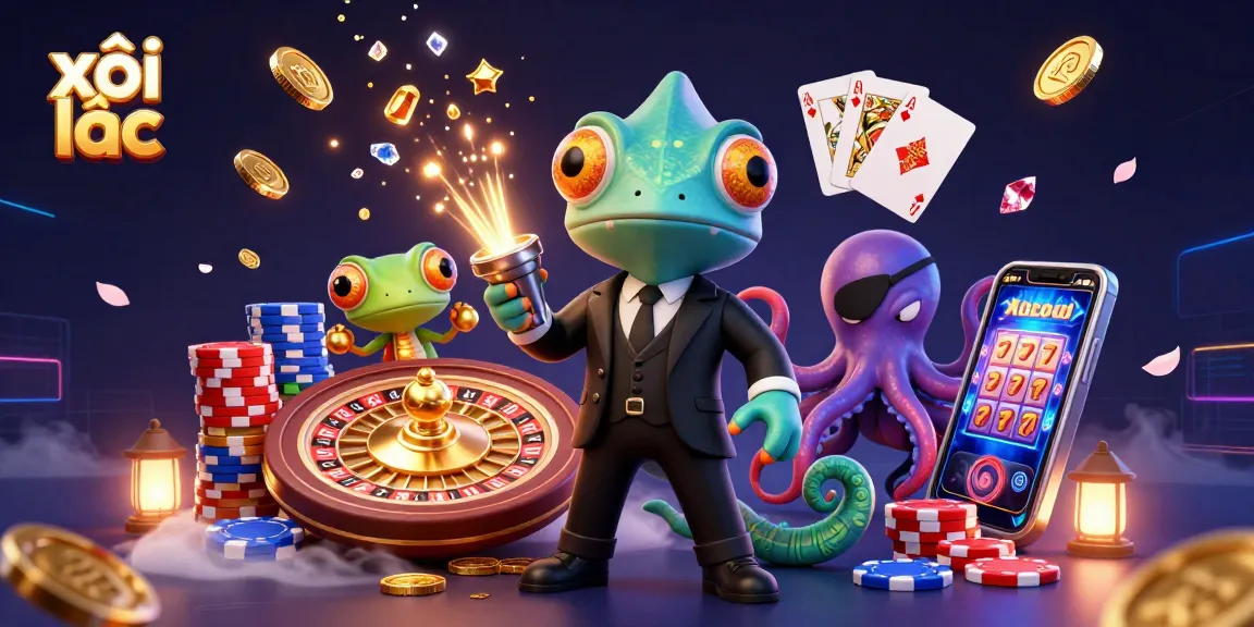 Xôi lạc offers an engaging gambling experience with dynamic sports-themed elements and colorful casino visuals.