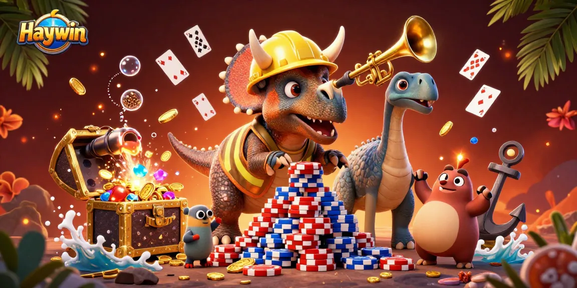 Engage with Haywin's vibrant casino world filled with excitement, poker chips, and celebration.