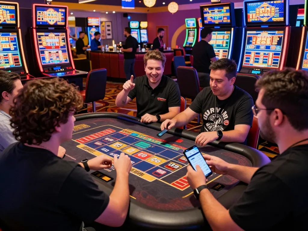Engaging players enjoying the excitement of online gambling with link vào o8 at a vibrant casino atmosphere.