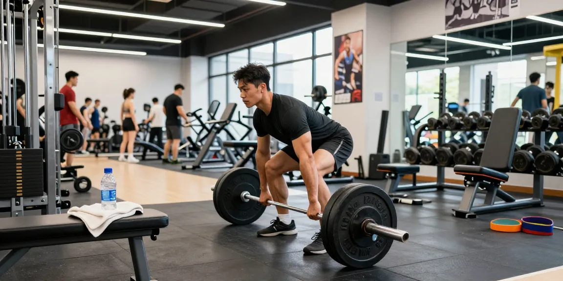 Engagierter Bodybuilder, der Gewichte im Steroidshop-Fitnessstudio hebt und eine intensive Trainingsatmosphäre und Motivation zeigt.