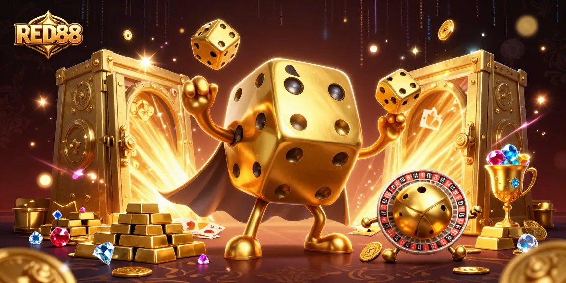 Experience thrilling gameplay strategies at RED88 casino, with dynamic golden dice and treasures.