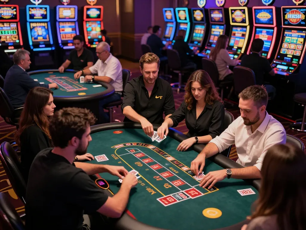Engaging players at MM88 casino floor during an exciting game night.