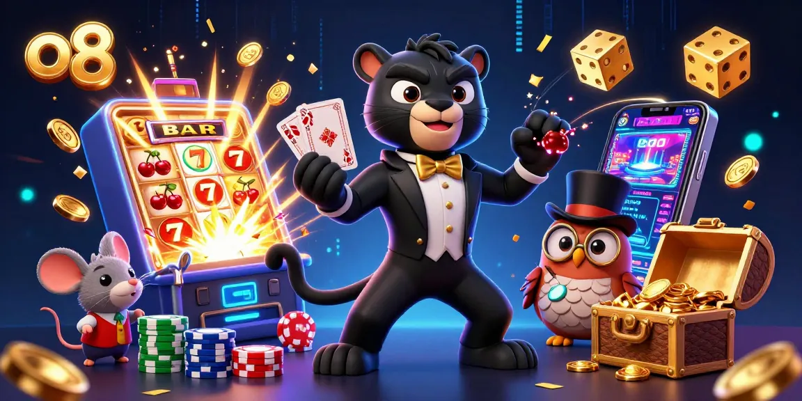 Play exciting games at o8 casino with stylish characters surrounded by jackpot elements and vibrant visuals.