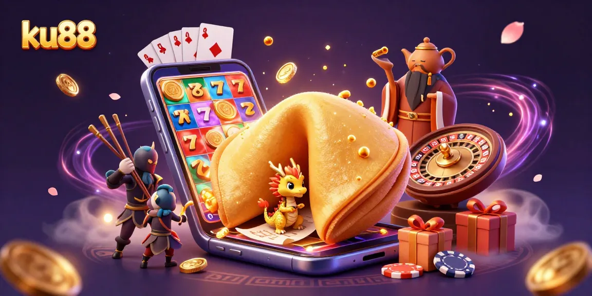 ku88 unleashes thrilling fortune cookie scene with dragon and dynamic gaming elements