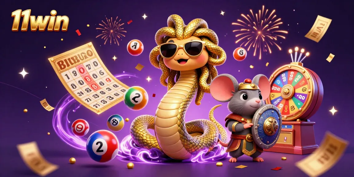 Engage in thrilling lottery action with 11win's dynamic 3D casino illustration featuring Medusa and exciting game elements.