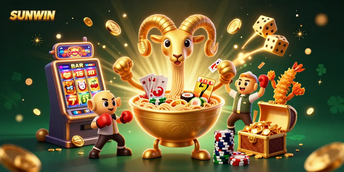 SUNWIN's dynamic gaming action with colorful slot machines and vibrant casino elements.