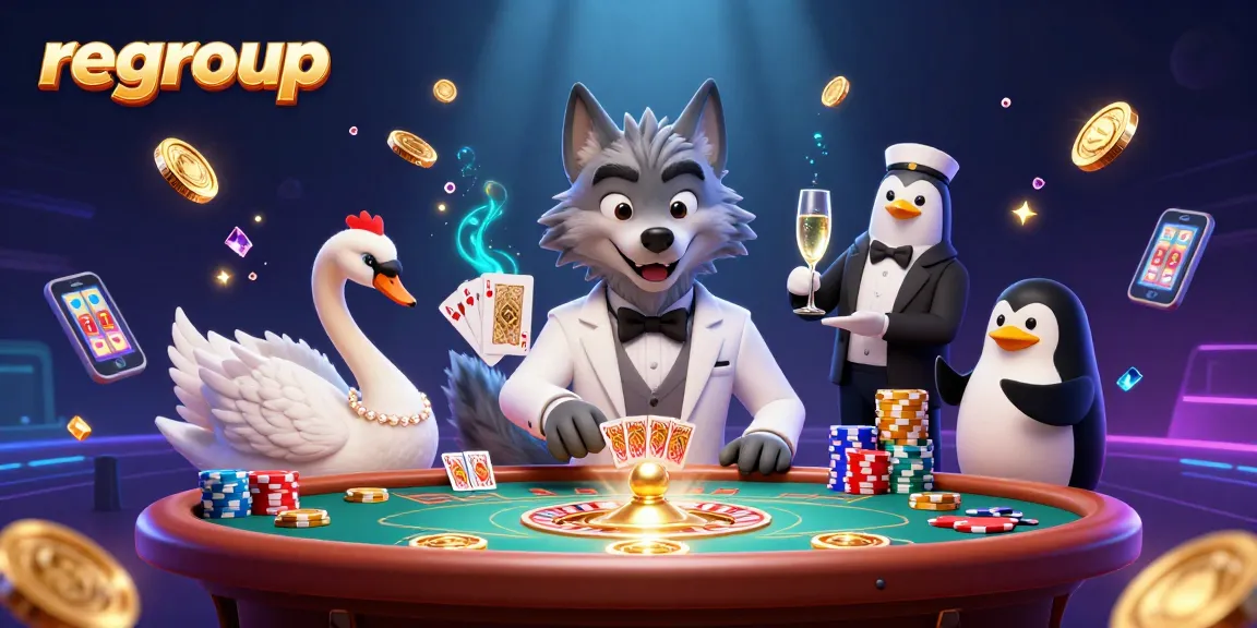 Engage in thrilling baccarat action at Regroup with a wolf dealer, swan card dealer, and champagne penguin.