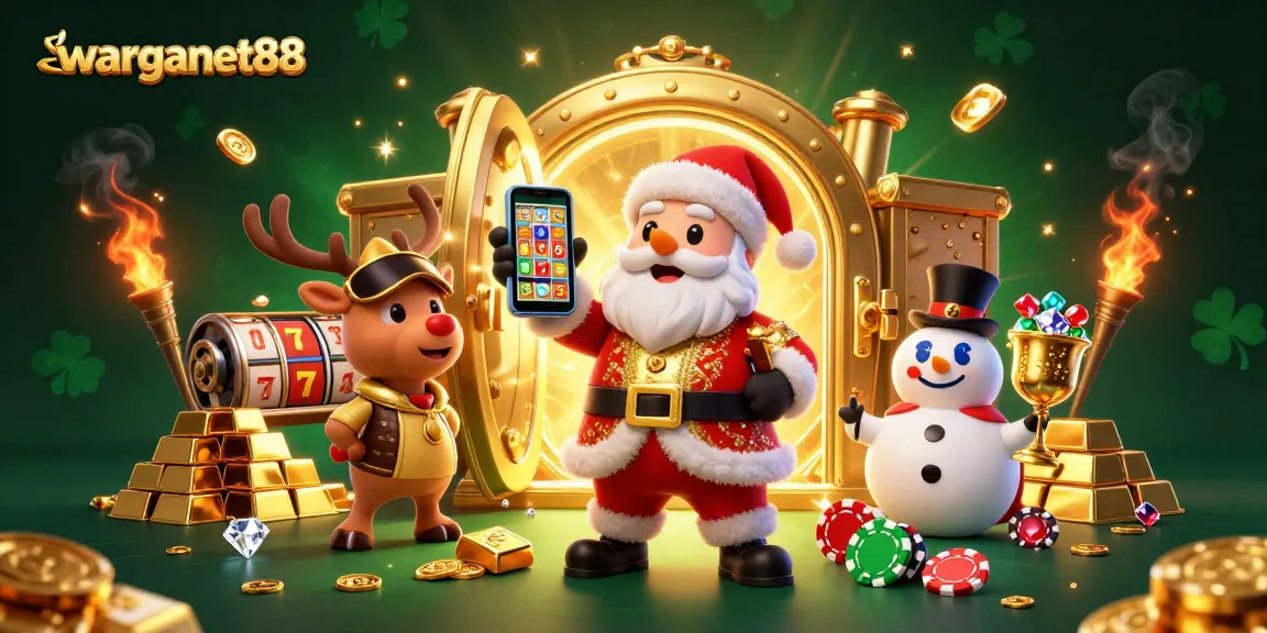 Experience thrilling slots at warganet88 with Santa, his reindeer, and a poker chip snowman.