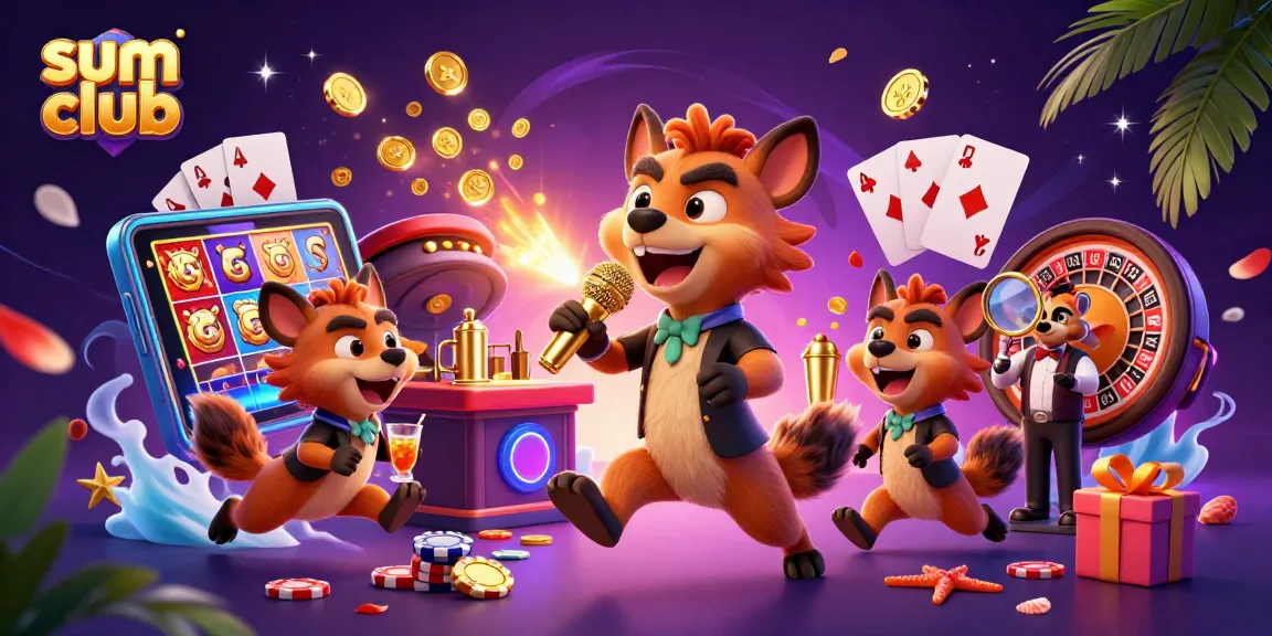 Hyenas entertain at the sum club casino, showcasing dynamic gaming action in a vibrant atmosphere.