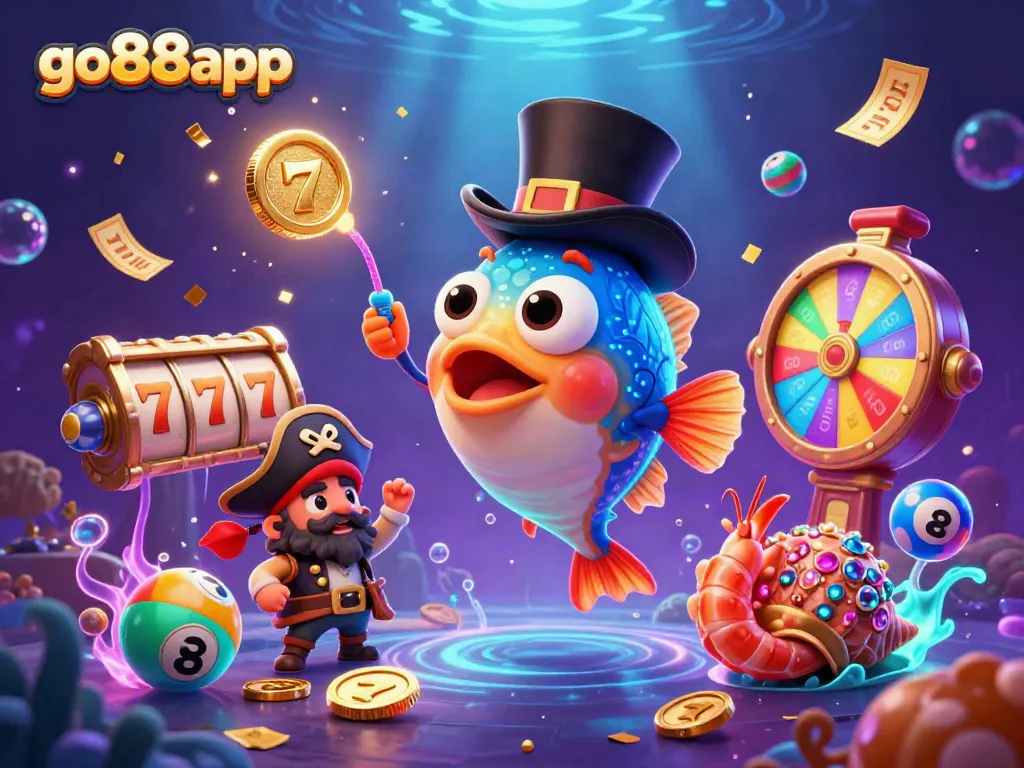 Experience vibrant winnings at go88app with deep-sea characters in a thrilling casino atmosphere.
