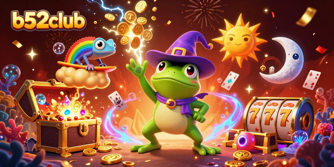 B52Club: Experience thrilling casino entertainment with golden coins and vibrant gaming elements.