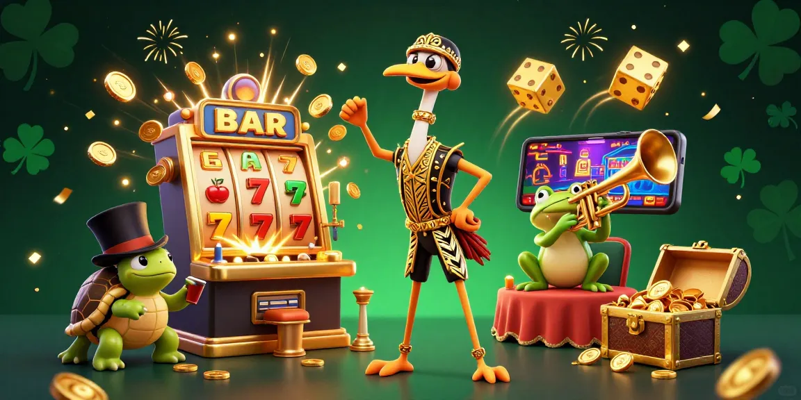 Experience the thrilling S8 casino with characters celebrating a jackpot filled with coins and game elements.