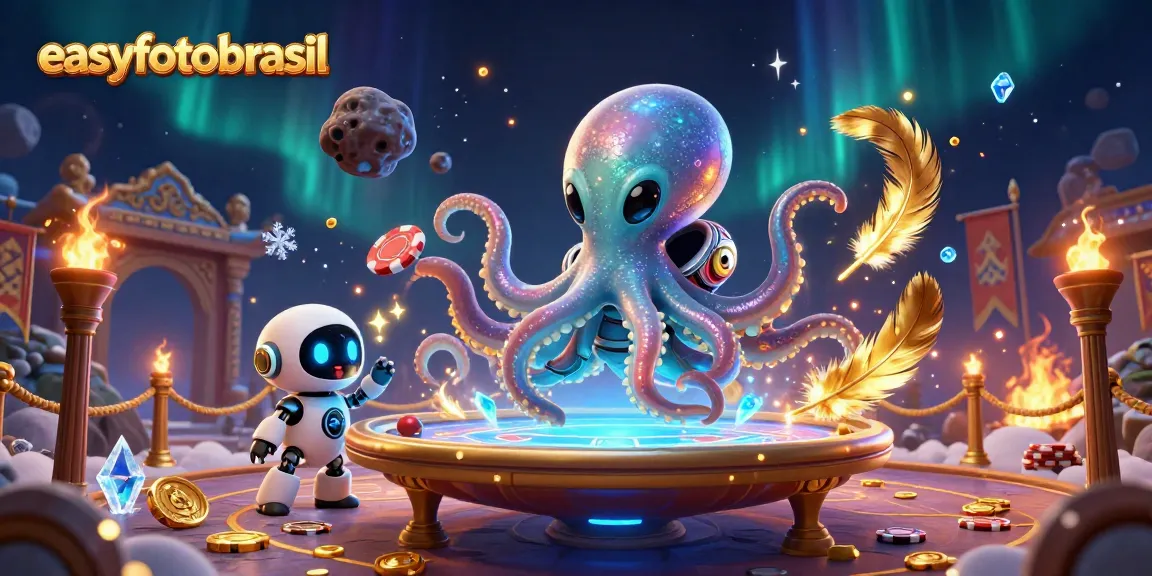 easyfotobrasil poker scene featuring a playful alien octopus at a holographic table
