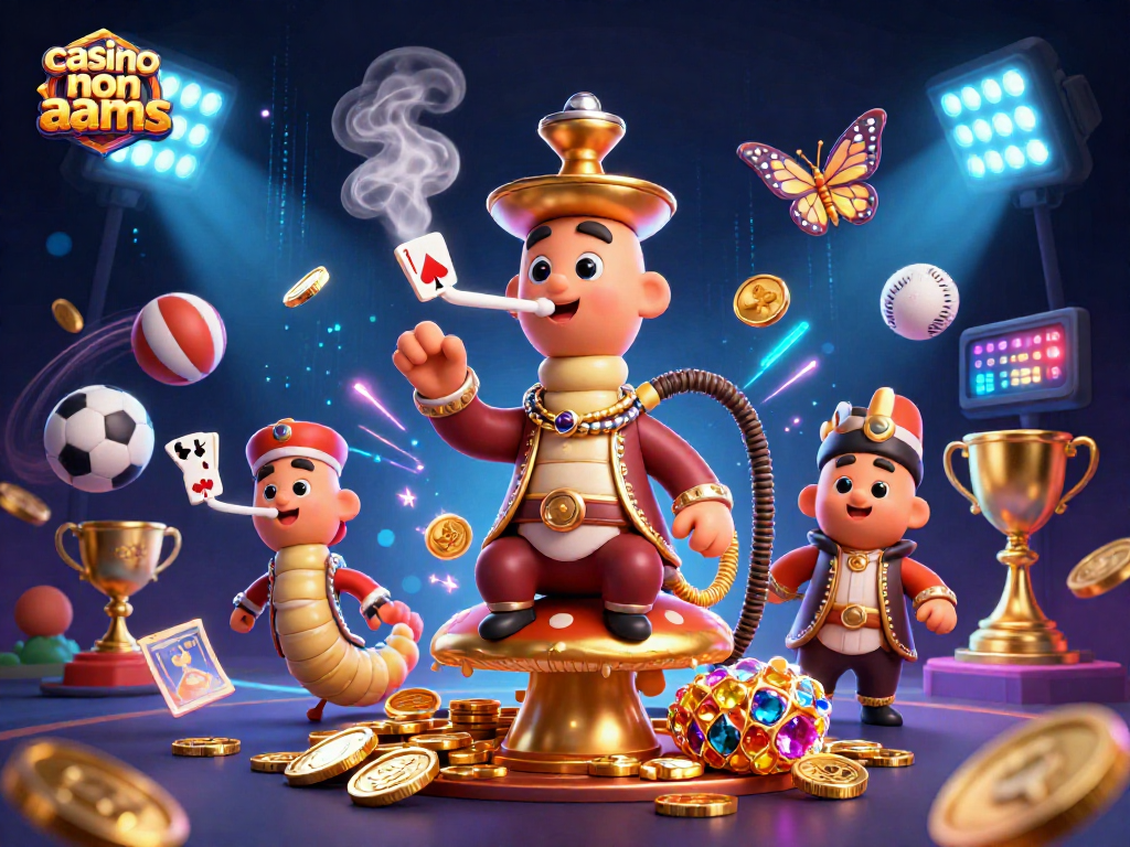 Il logo "casino non aams" rappresenta un'illustrazione dettagliata di un brulicante mondo del gioco, con elementi di scommessa sportiva e simboli di carte