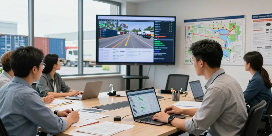 LKW Spedition Dortmund Logistikmanager analysiert Transporte in einem modernen Büro.