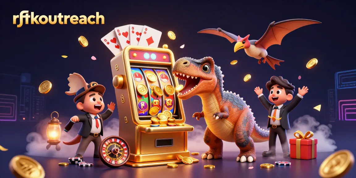 rfkoutreach engages in thrilling slot action, featuring colorful coins and dynamic casino elements.