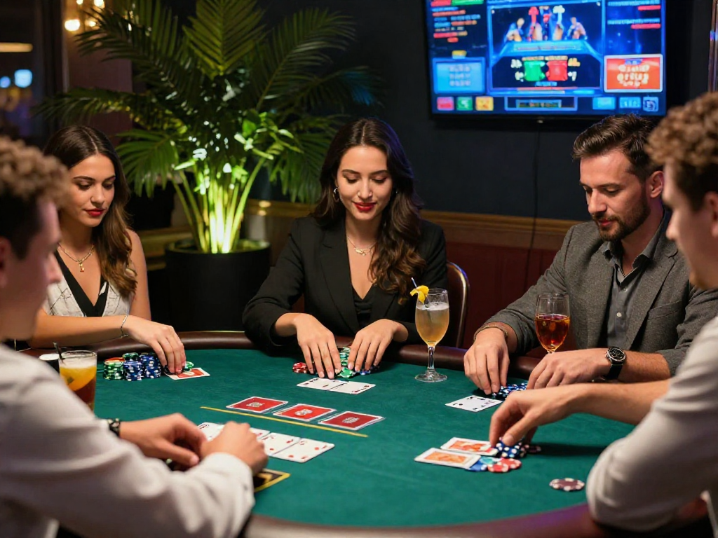 Esperienza di gioco al casino non AAMS con amici in un ambiente elegante.