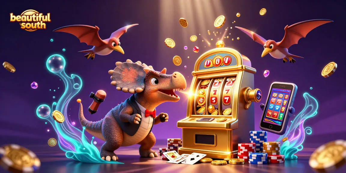 Get ready to win big with beautifulsouth as our pachycephalosaurus takes on a golden slot machine!