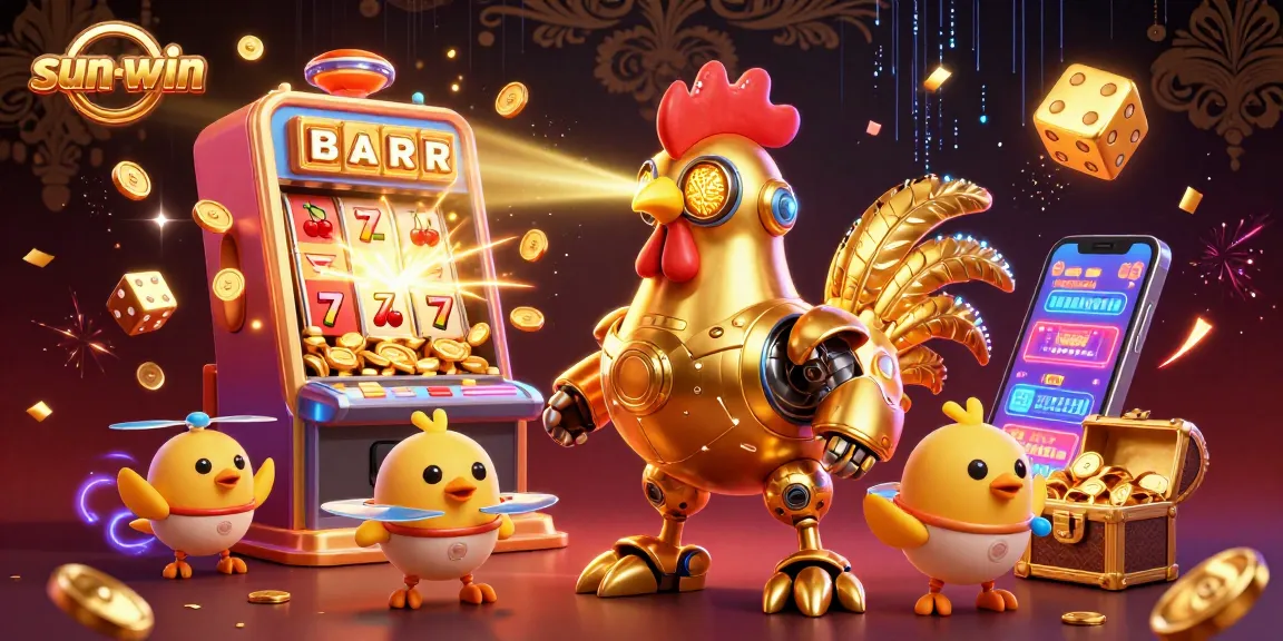 Experience the excitement of sun-win with a colorful 3D casino illustration showcasing a dynamic gaming scene.