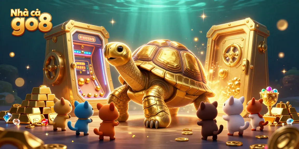 Experience Nhà cái go8's vibrant gaming adventure with golden treasures and excited players.