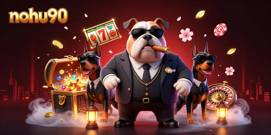 Nohu90 offers thrilling gambling adventures with cartoon characters amidst exciting slot elements.