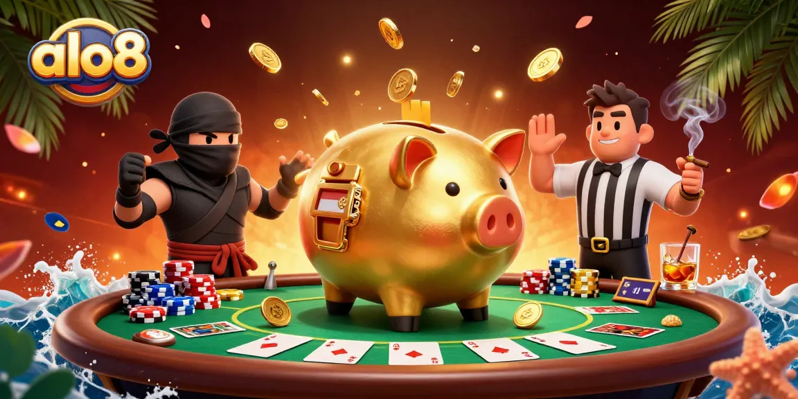 Experience thrilling action at alo8 with a vibrant 3D casino scene featuring unique characters and games.