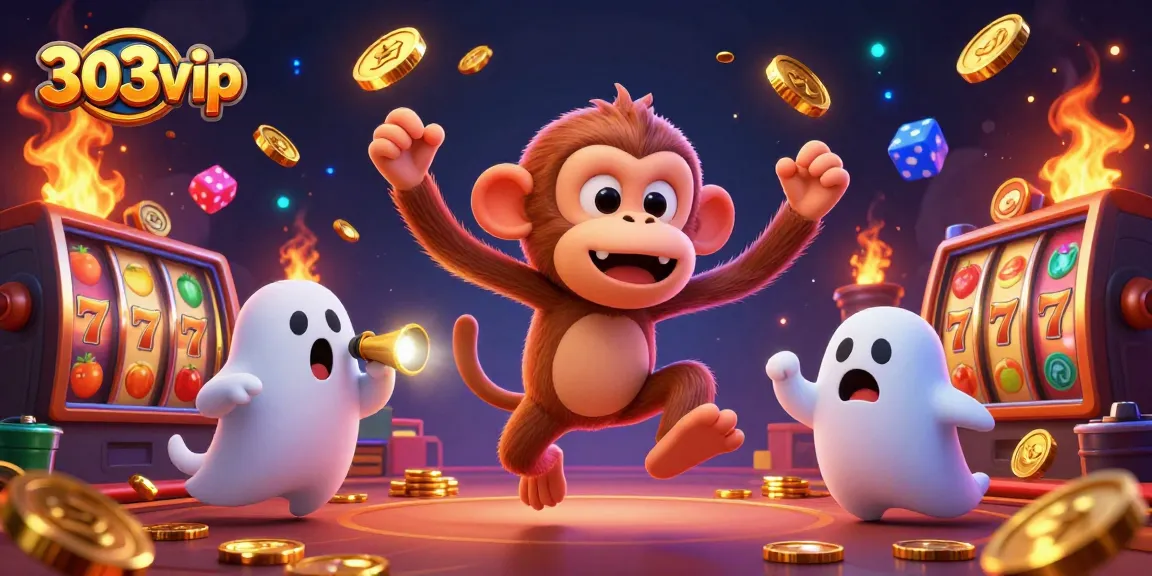 Engage with 303vip’s thrilling slot adventures featuring a playful monkey and excited puppy.