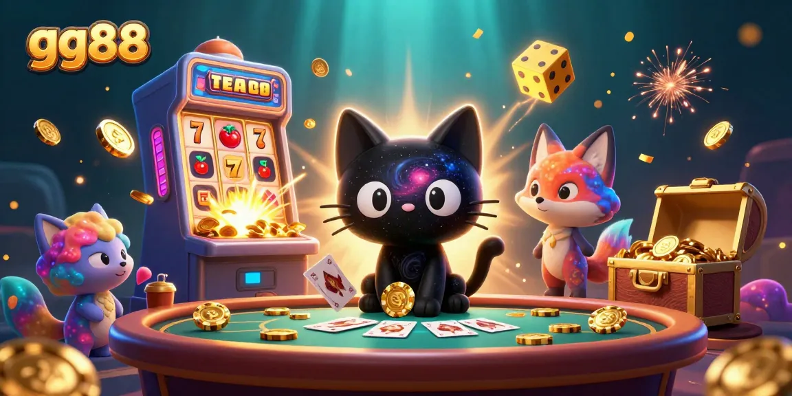 Engage with gg88's cosmic casino adventure, featuring a black hole cat and jackpot excitement.