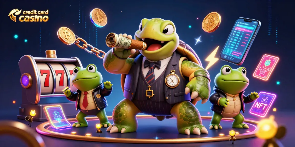 Experience vibrant excitement at a credit card casino with unique characters and dynamic gaming elements.