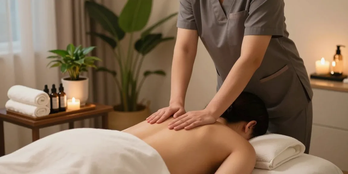 Experience a peaceful 강남출장마사지 session with a professional therapist in a calming home environment.