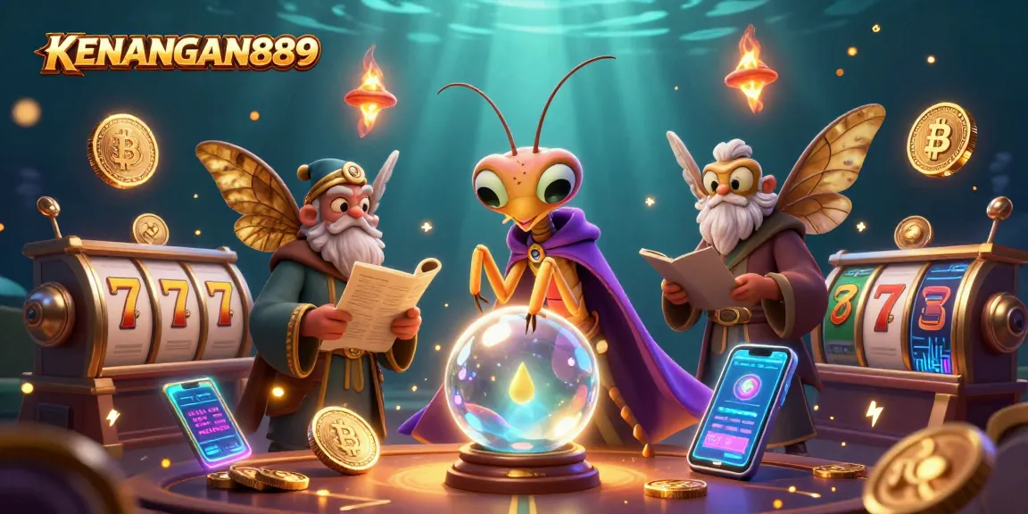 Play slots and win jackpots at KENANGAN889 in this mystical casino scene filled with vibrant elements.