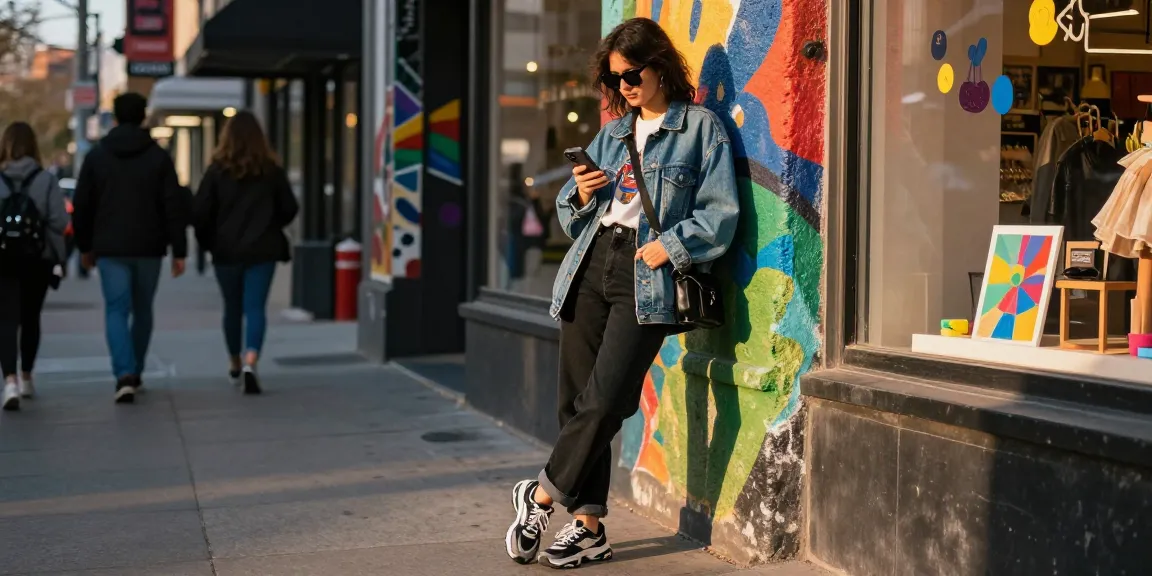 Street fashion model at https://www.sukan8a.com/, showcasing trendy urban wear in vibrant city setting.